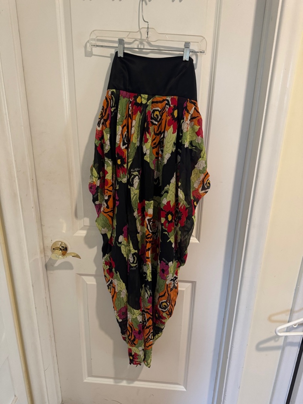 Mara Hoffman Strapless Balloon Skirt in Black with Multicolor Floral Print